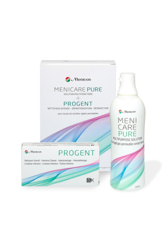Menicare Pure Pack 1+1 - Date courte (01/2027) - solutions pour lentille rigide - supervision