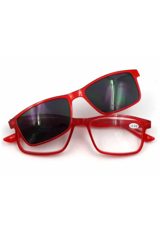 Lot de 7 prémontées 2en1 avec CLIP SOLAIRE AIMANTé - ROUGE - lunettes de lecture (optique & solaire) - supervision