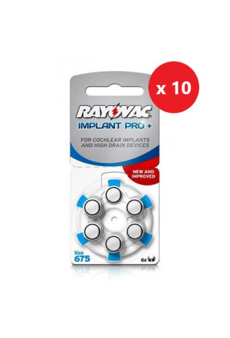 Rayovac 675 Cochlear Implant Pro + (10 Plaquettes de 6 piles) - Piles auditives - Supervision