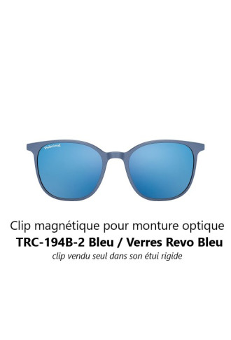 Clips magnétiques solaires compatibles monture TRC-194B Bleu mat (2 couleurs de verre) - lunettes clip solaire - supervision