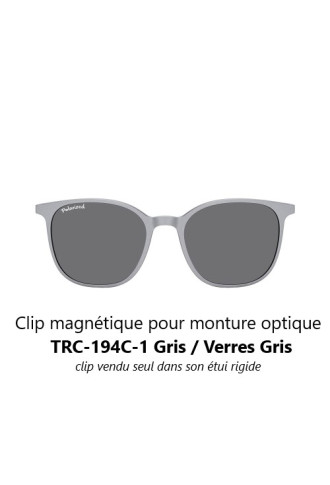 Clips magnétiques solaires compatibles monture TRC-194C Gris mat (2 couleurs de verre) - lunettes clip solaire - supervision