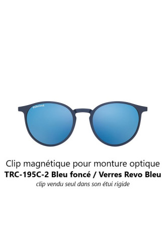 Clips magnétiques solaires compatibles monture TRC-195C Bleu foncé (2 couleurs de verre) - lunettes clip solaire - supervision