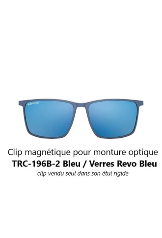 Clips magnétiques solaires compatibles monture TRC-196B Bleu mat (2 couleurs de verre) - lunettes clip solaire - supervision