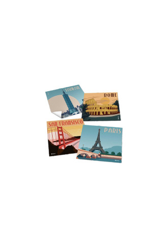 Microfibres collection "Villes du monde" - 21 visuels - Entretien & nettoyage lunettes - Supervision