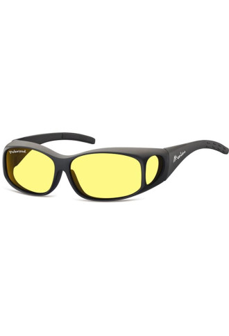 SUR-LUNETTES NOIR MAT / JAUNE AVEC POCHETTE ET ETUI - MFO1F - sur lunettes de soleil - supervision